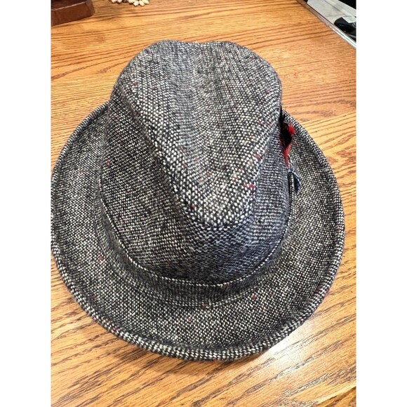 KANGOL DESIGN Fedora WOOL Hat Medium BROWN TWEED Band Feather Classic - Picture 4 of 10